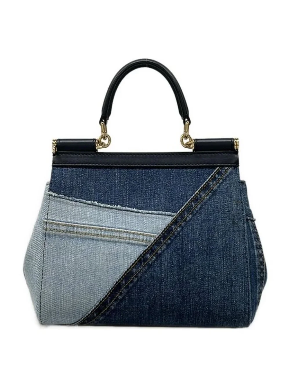★SOLD★ Dolce & Gabbana Handbag Shisiri Navy Dark Light Blue Leather - Picture 3 of 15
